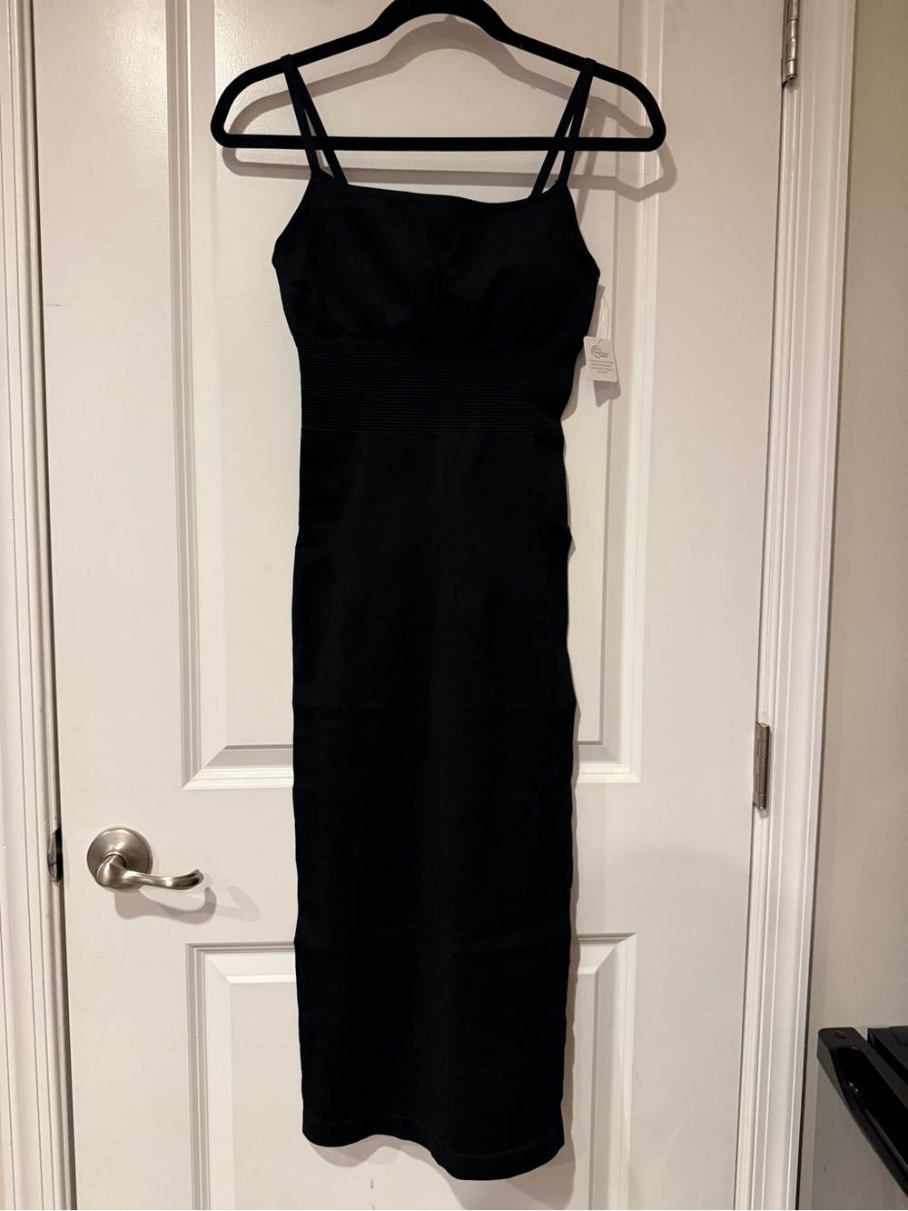 NWT Popilush Black Midi body shaping Dress with Spaghetti Straps